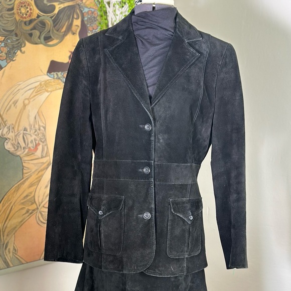 Women’s‎ Soft Black Suede Button Up Jacket by Liz Claiborne size Medium - Picture 1 of 7